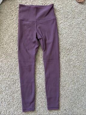 Athleta Elation Ribbed High-Waist Leggings in Mauve Purple